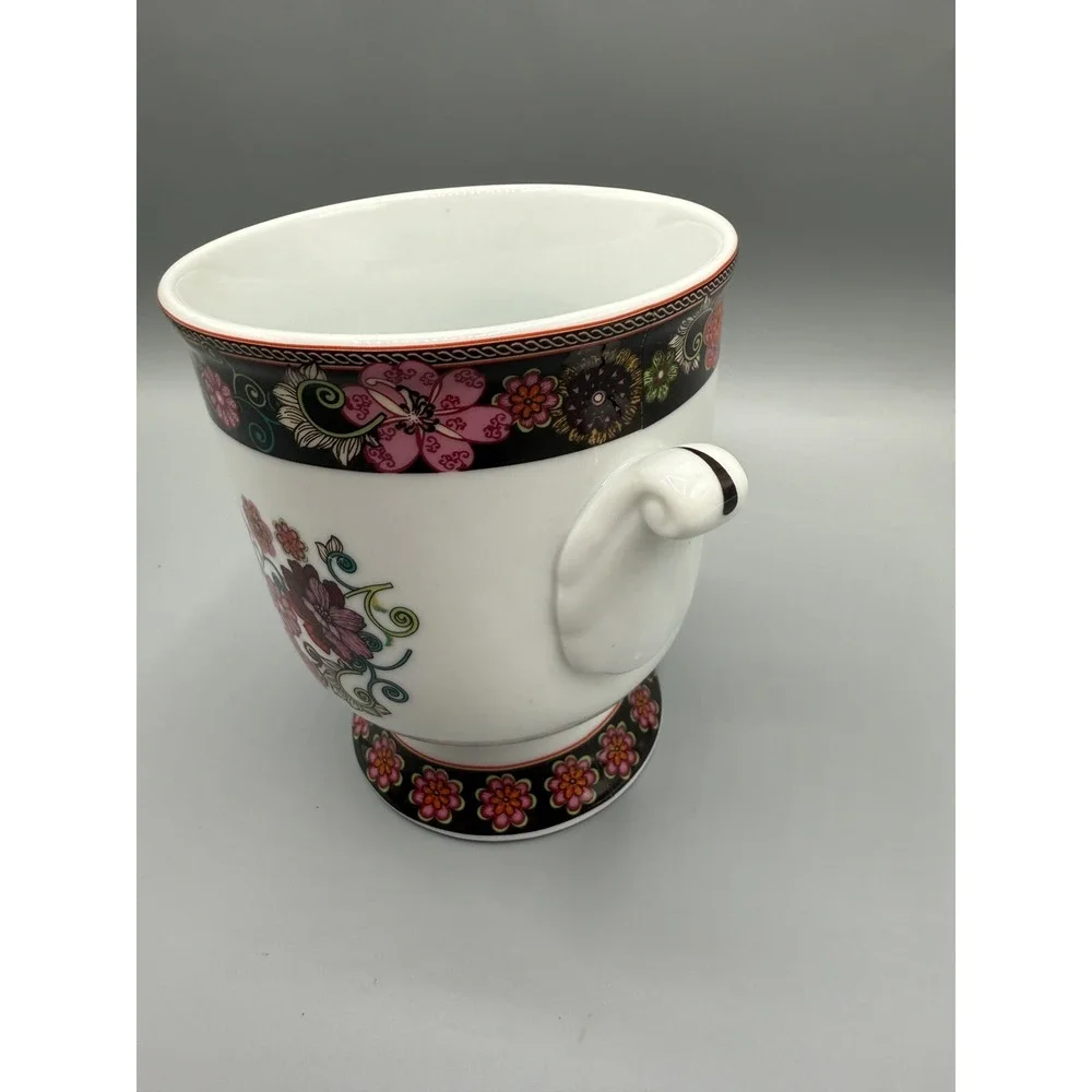 Vera Bradley Andrea by Sadek Small Flower Pot Porcelain Vase Mod Floral Pink